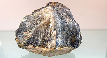 Zinnwaldite from Cinovec sitting on a glass surface