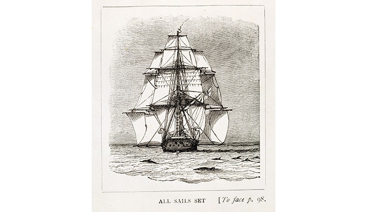 Drawing of H.M.S. Beagle from A Naturalist’s Voyage Round the World by Charles Darwin